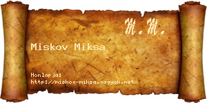 Miskov Miksa névjegykártya
